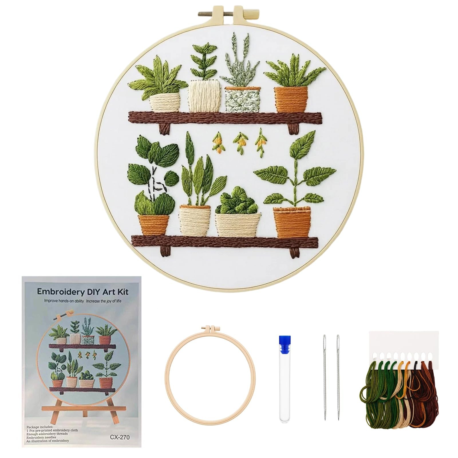 CZFSWT Embroidery Kit for Beginners, 3.93 inches x inches, green