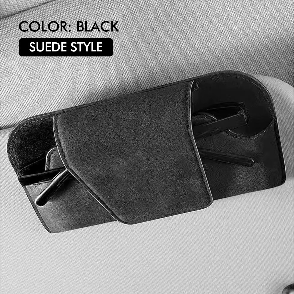 Car Glasses Case Auto Sun Visor Premium Suede Glasses Holder Wear-Resistant Sung