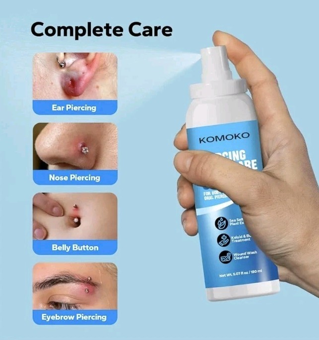 Piercing Aftercare Cleanser Saline Spray Natural Keloid Bump Treatment Body/Oral