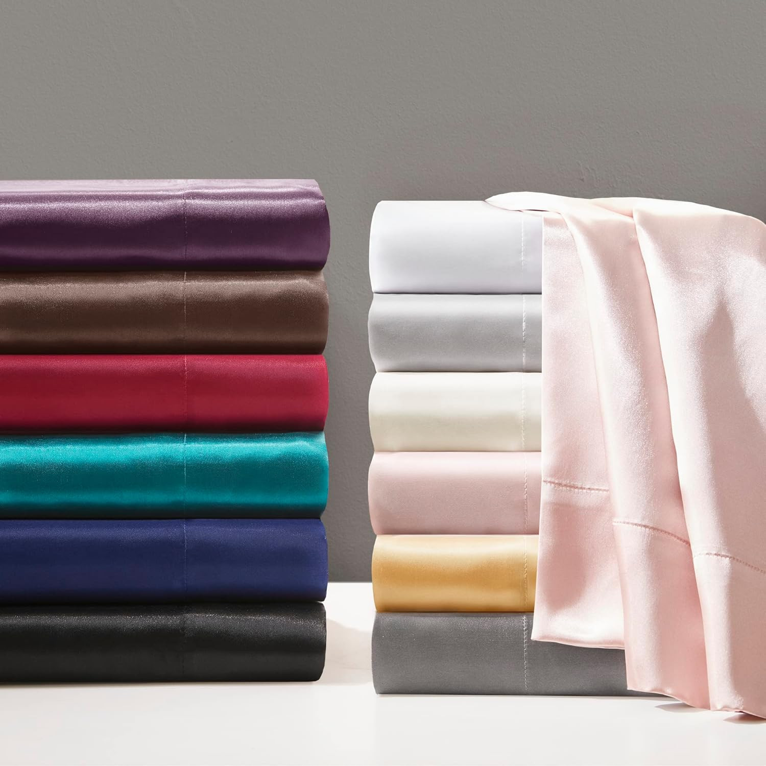 Essentials Polyester Satin 6 Piece Sheet Set with Ivory MPE20-904, Queen