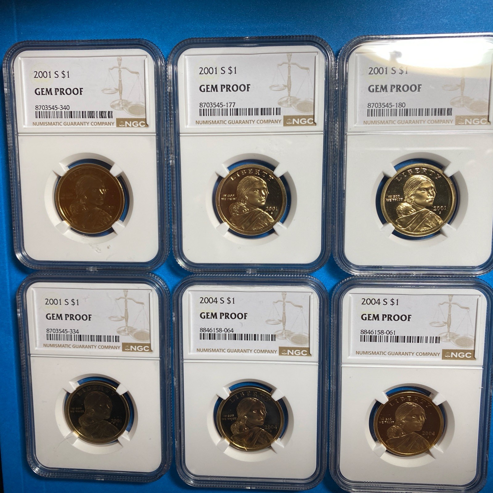 ⭐️Lot of 6 ⭐️NGC PROOF Sacagawea $1 Dollar Coins San Francisco-4x2000s & 2x2004a