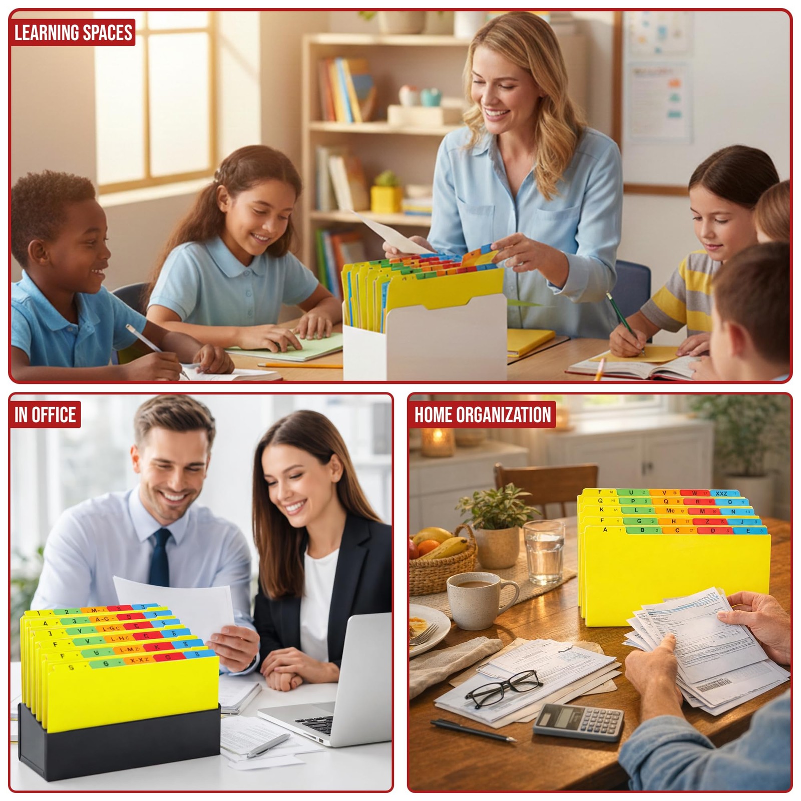 A-Z Alphabetical Hanging File Folder Guide Dividers, Heavyweight 5 Color Code...