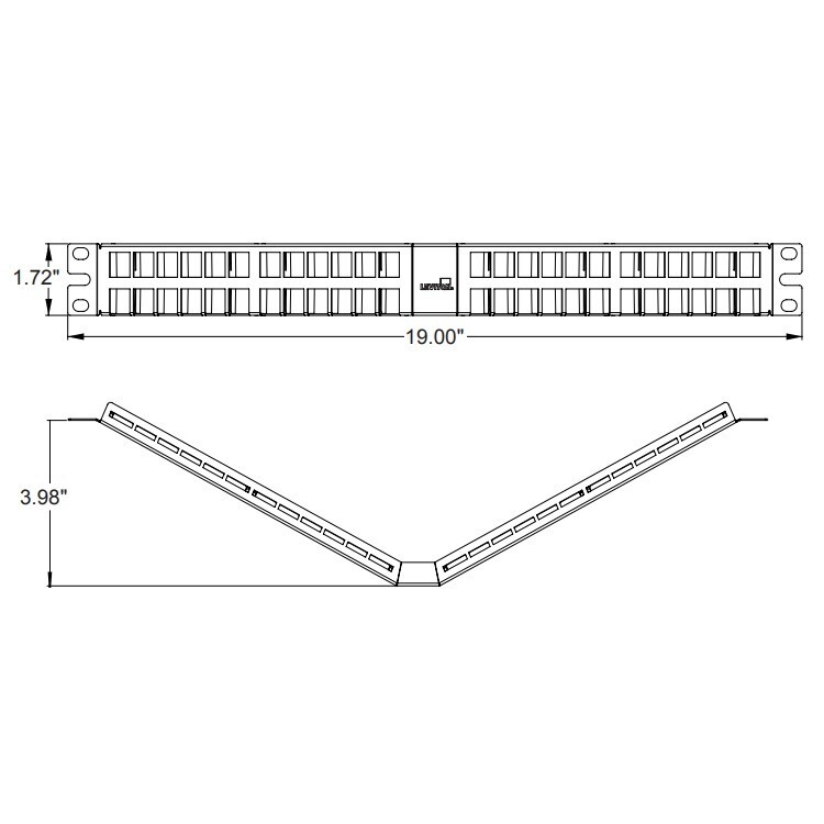 Leviton 49256-D48 Angled Quickport High-Density Patch Panel 48‑Port 1RU Black