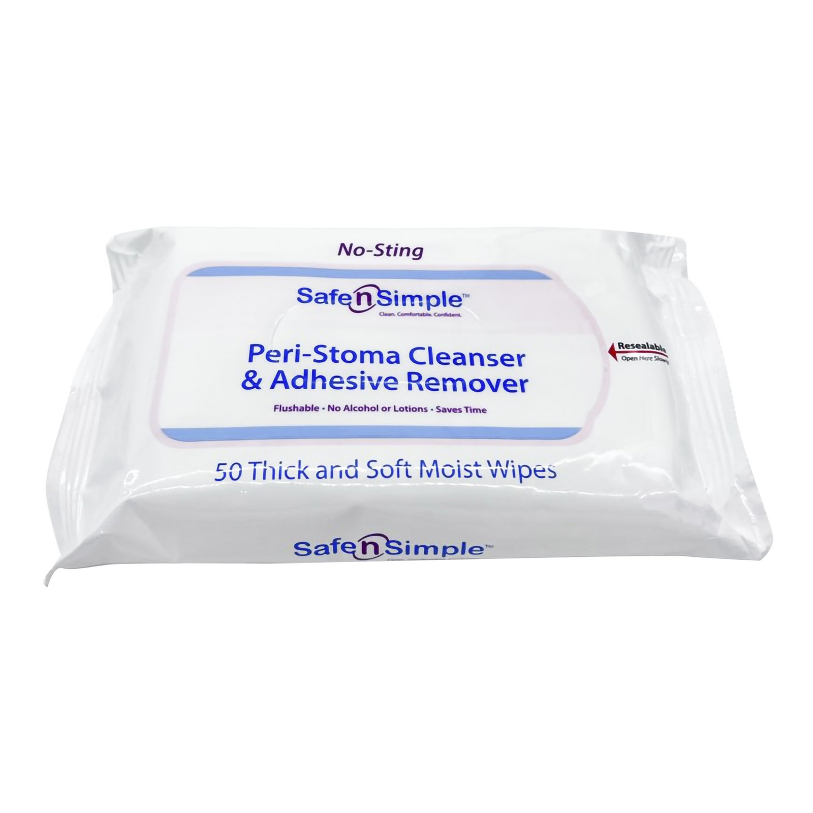 Safe N' Simple Peri-Stoma Adhesive Remover Wipes 5 x 7 Inch, 50 Count, 10 Pack