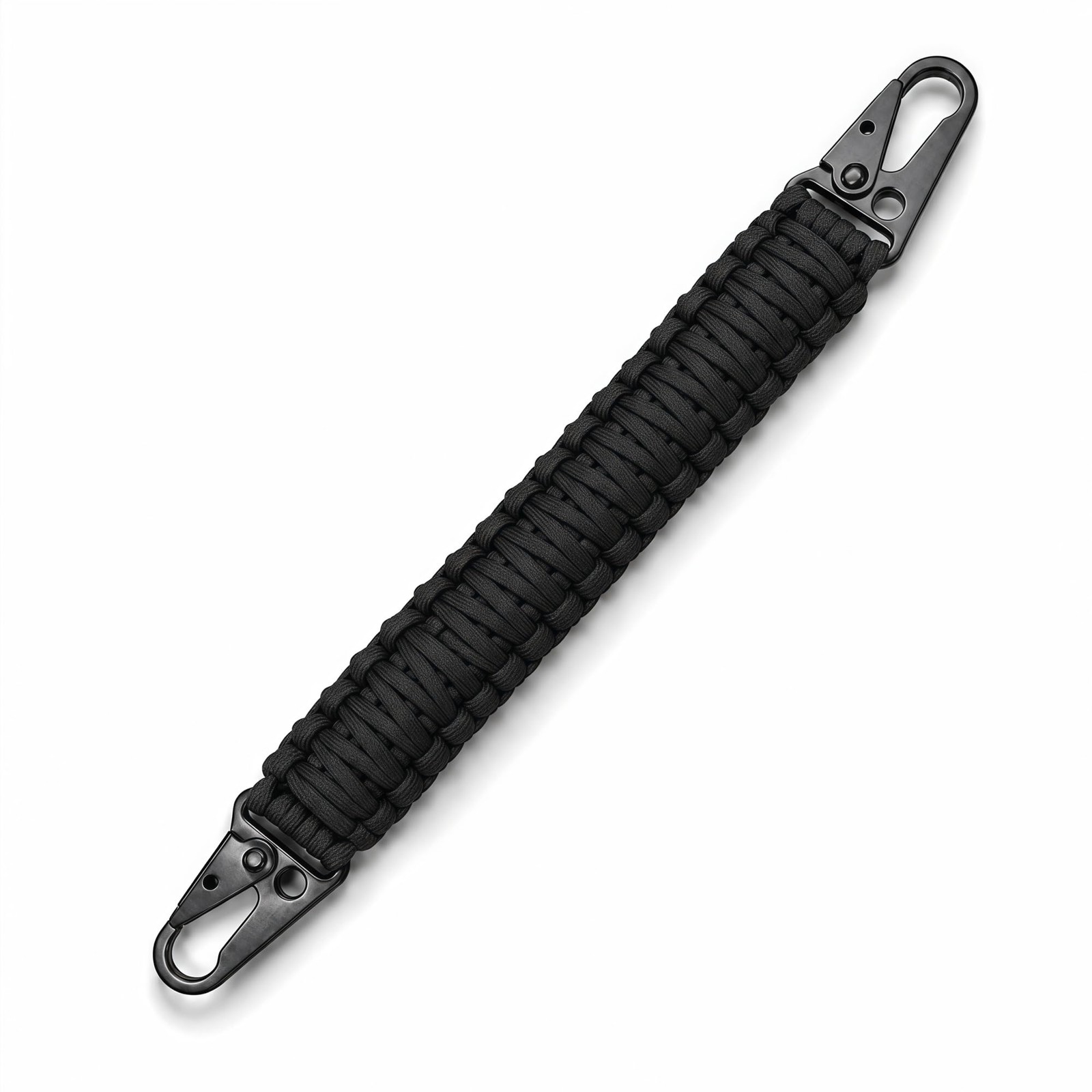 Tactical Paracord Handle, 12.6" 9-Core Strap with Hooks, Black