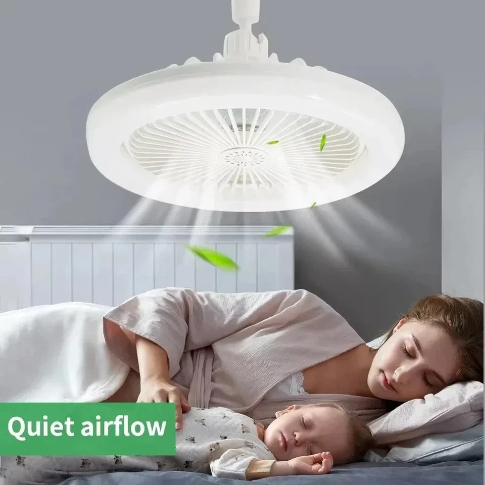 Fan For E27 Socket Light With Remote Ceiling Fan Adjustable Smart LED 3Speed AC