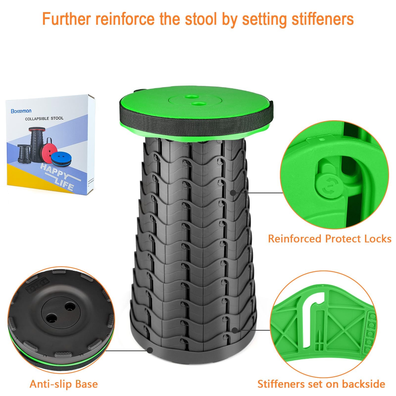 Boreeman Upgraded Height: 2.56 - 17.72 Inches, Width: 9.84 Green