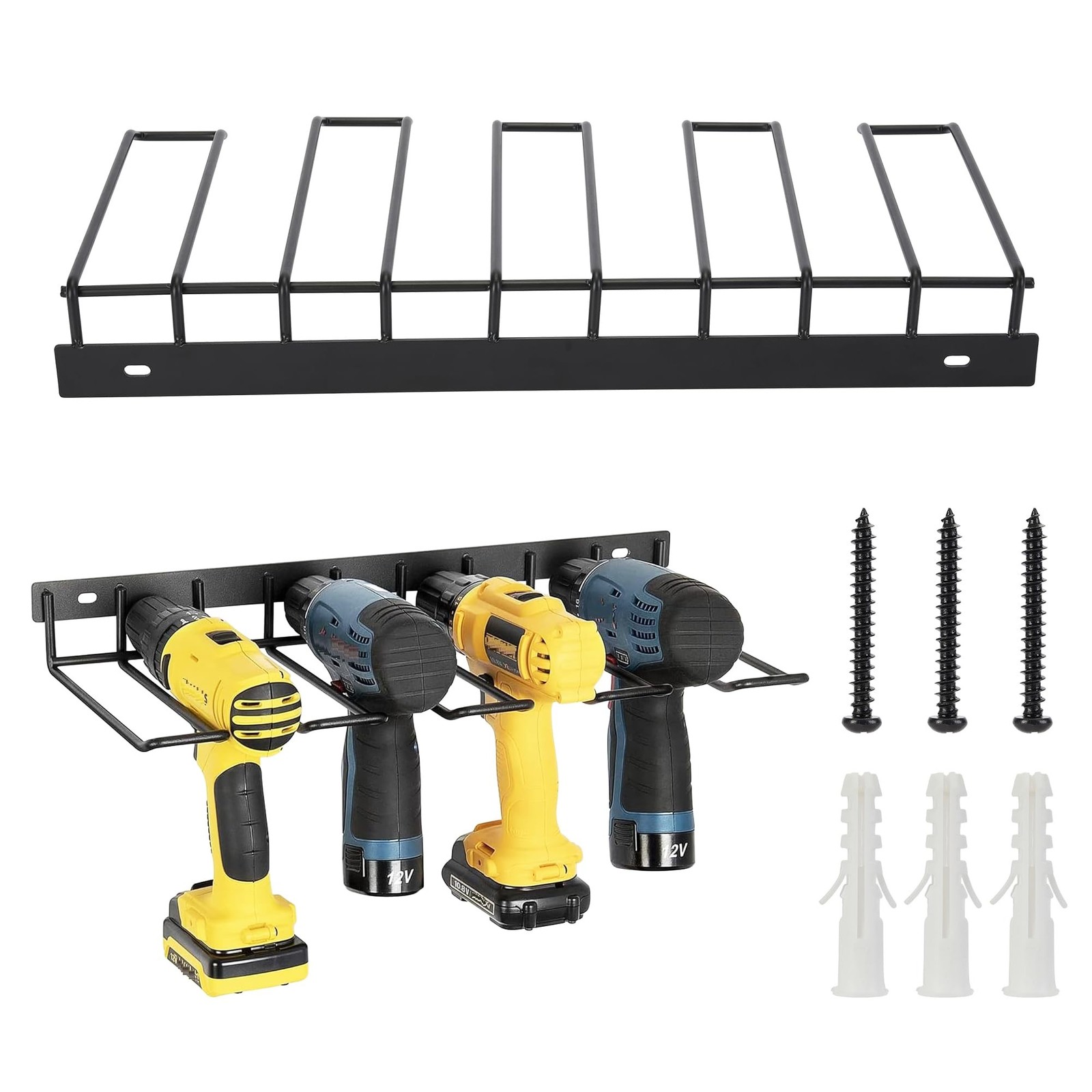 Heavy-Duty Floating Drill Organizer Rack - Carbon Steel Hook - Mount, Movable...