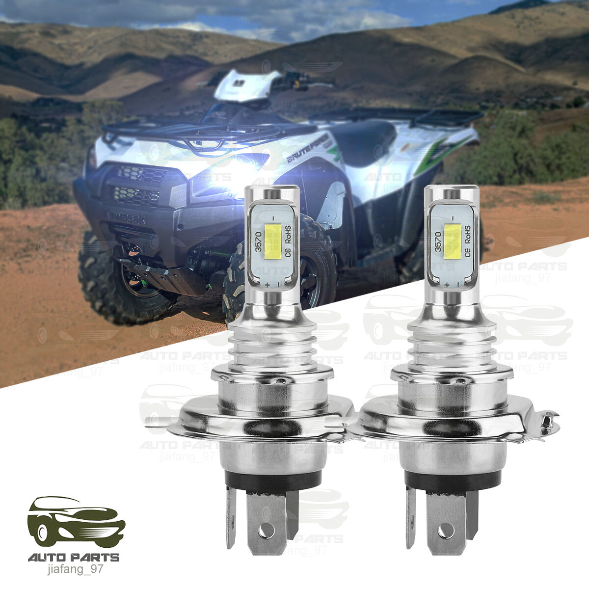 For Kawasaki Bayou 300 1985-2002 2003 2004 LED Headlight Kit H4 6000K White Bulb
