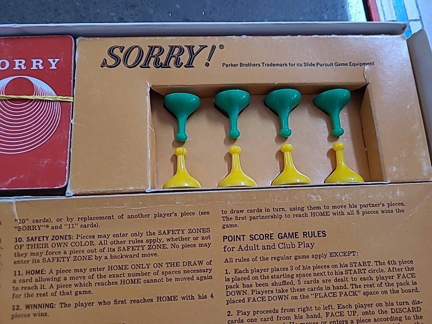 1964 SORRY Board Game Parker Brothers Complete Vintage Complete