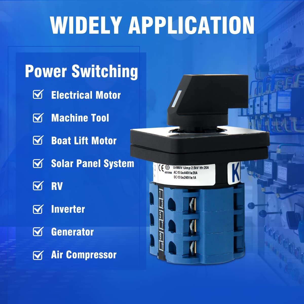 KEYMOO 20A Rotary Changeover Switch 660V 4 Position 3 Phase 12...