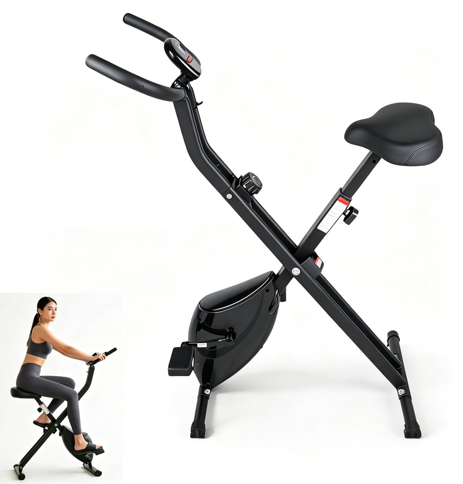 Folding X-Bike Stationary Exercise Bike Indoor Cycling 8-Level Magnetic Resist