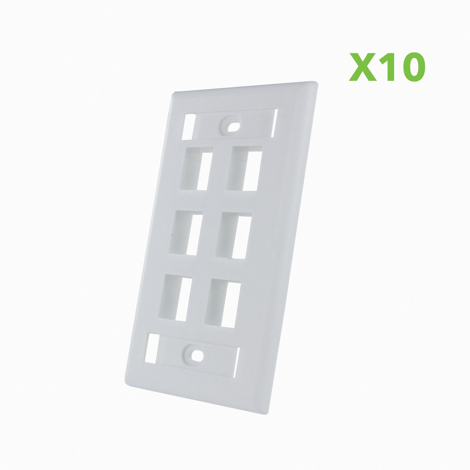 10 X 6-Port Keystone Jack RJ45 CAT Network Faceplate Wall Plate- White w/Windows