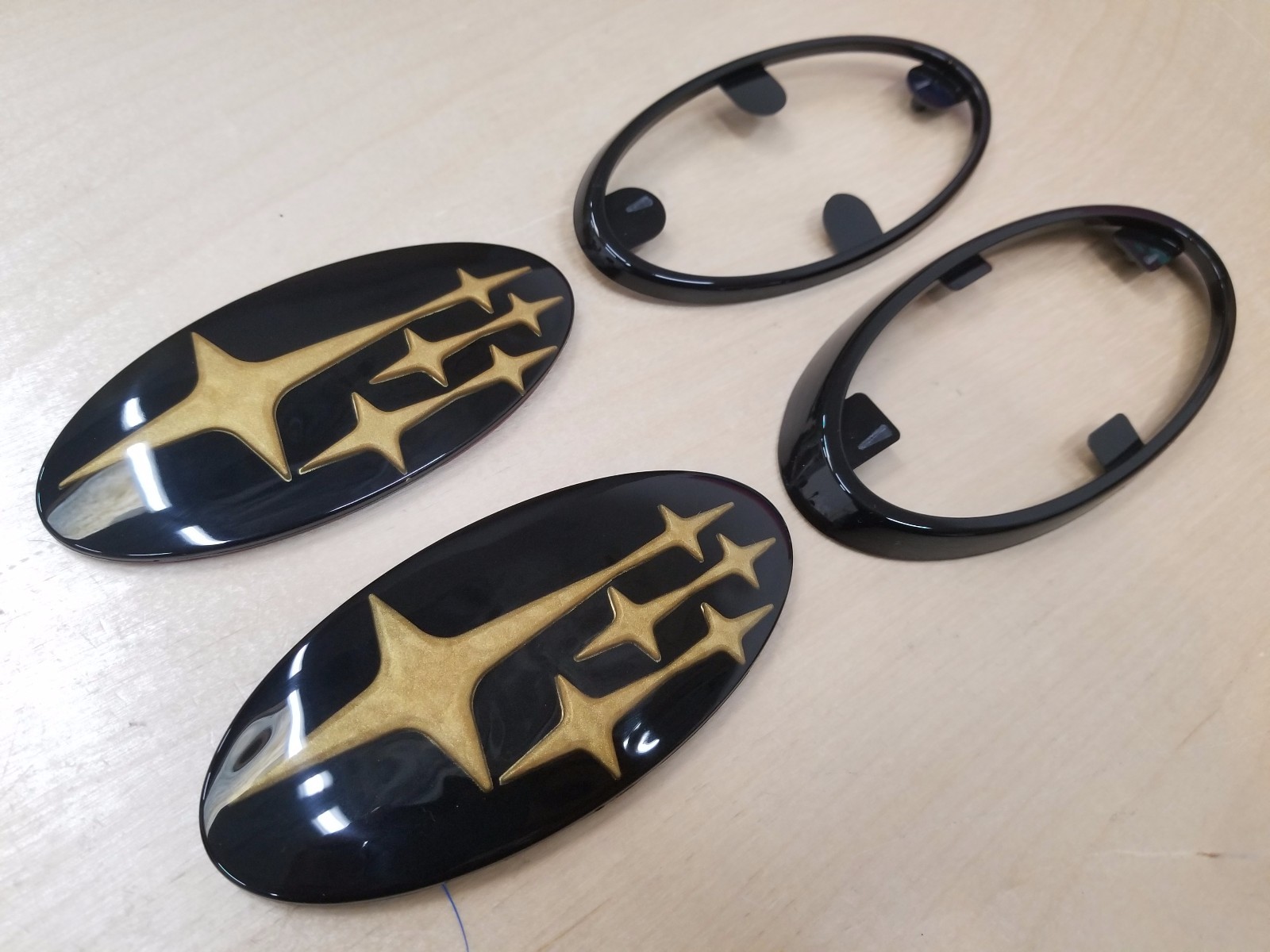 GOLD - REPLACEMENT F/R EMBLEMS w/ GLOSS BLACK FRAMES TRIM FITS:5-21 W-R-X-S-T-I