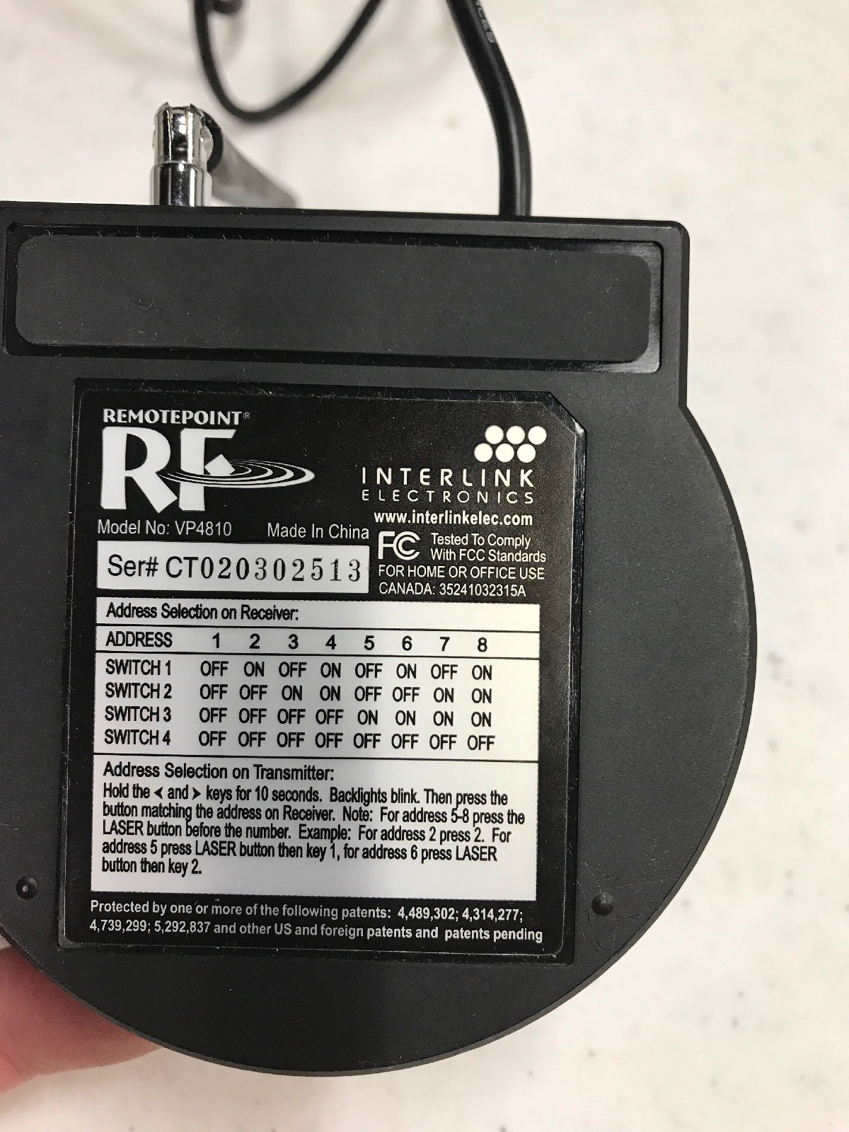Interlink Electronics Remote Point VP4810 Receiver