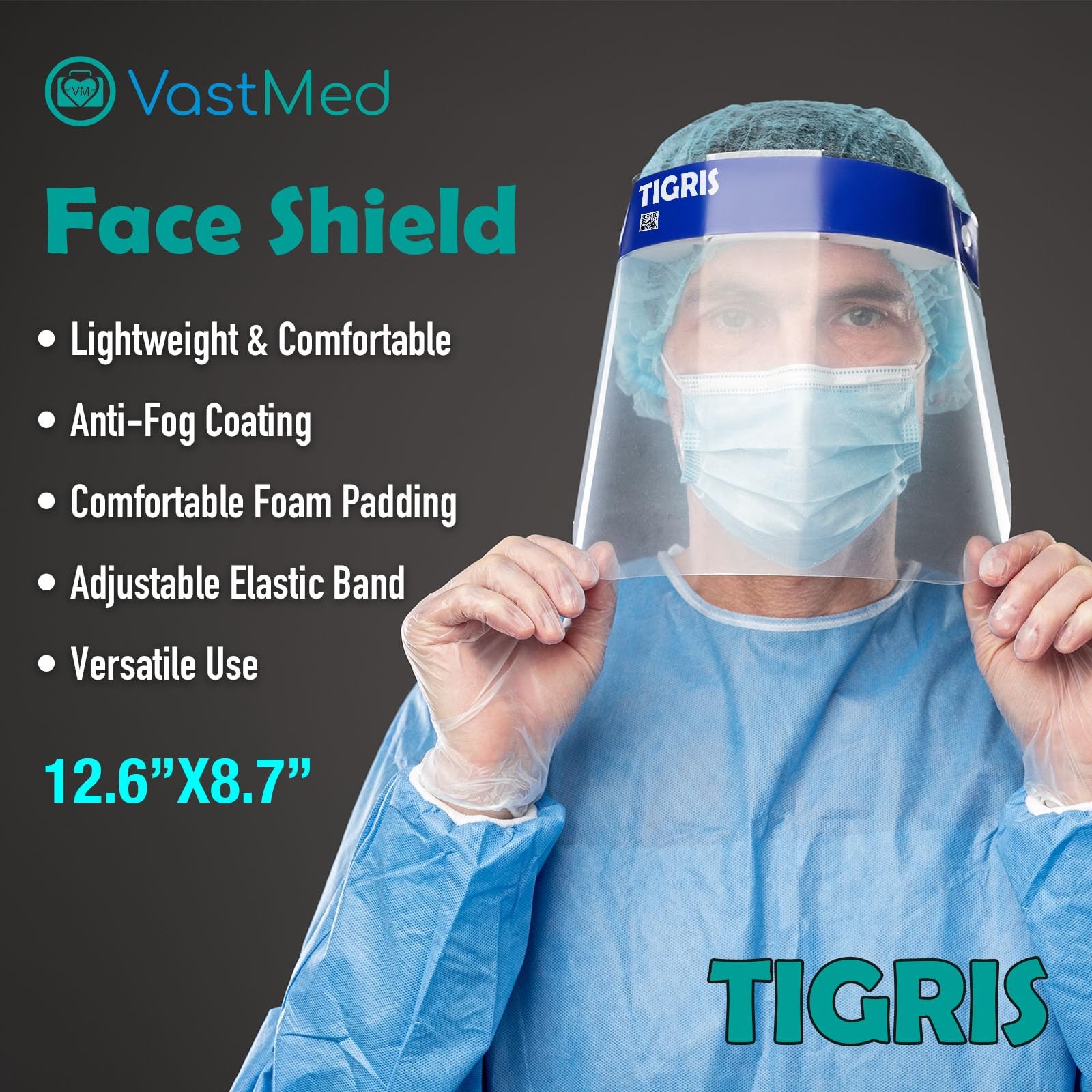 Anti-Fog Face Shields, Clear by Vastmed