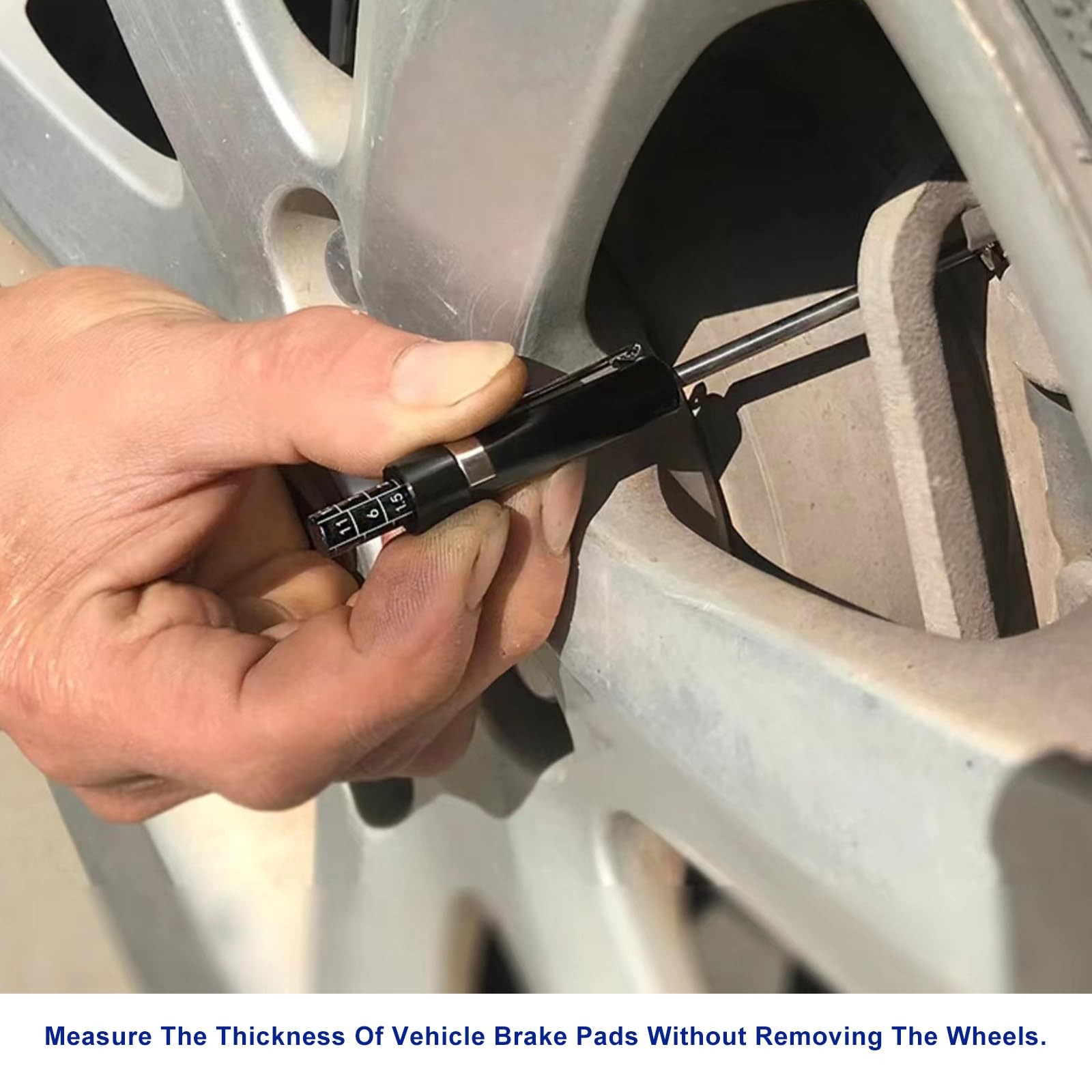 Black Silver Car Brake Pad Thickness Measure Tool Auto Gauge