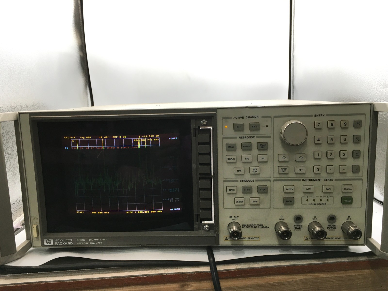 HP 8753C 3GHz RF Network Analyzer (OPT 002, 006, 010) Tests OK, NO S-Param Set