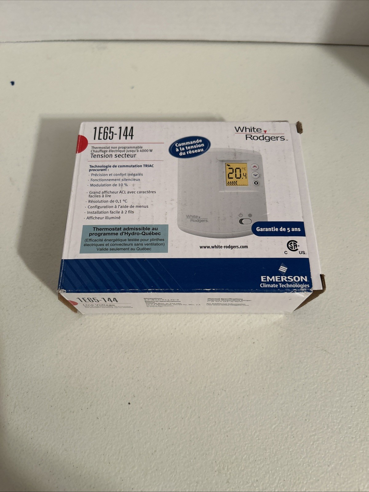 White-Rodgers Emerson 1E65-144 Non-Programmable Thermostat for Single-Stage New