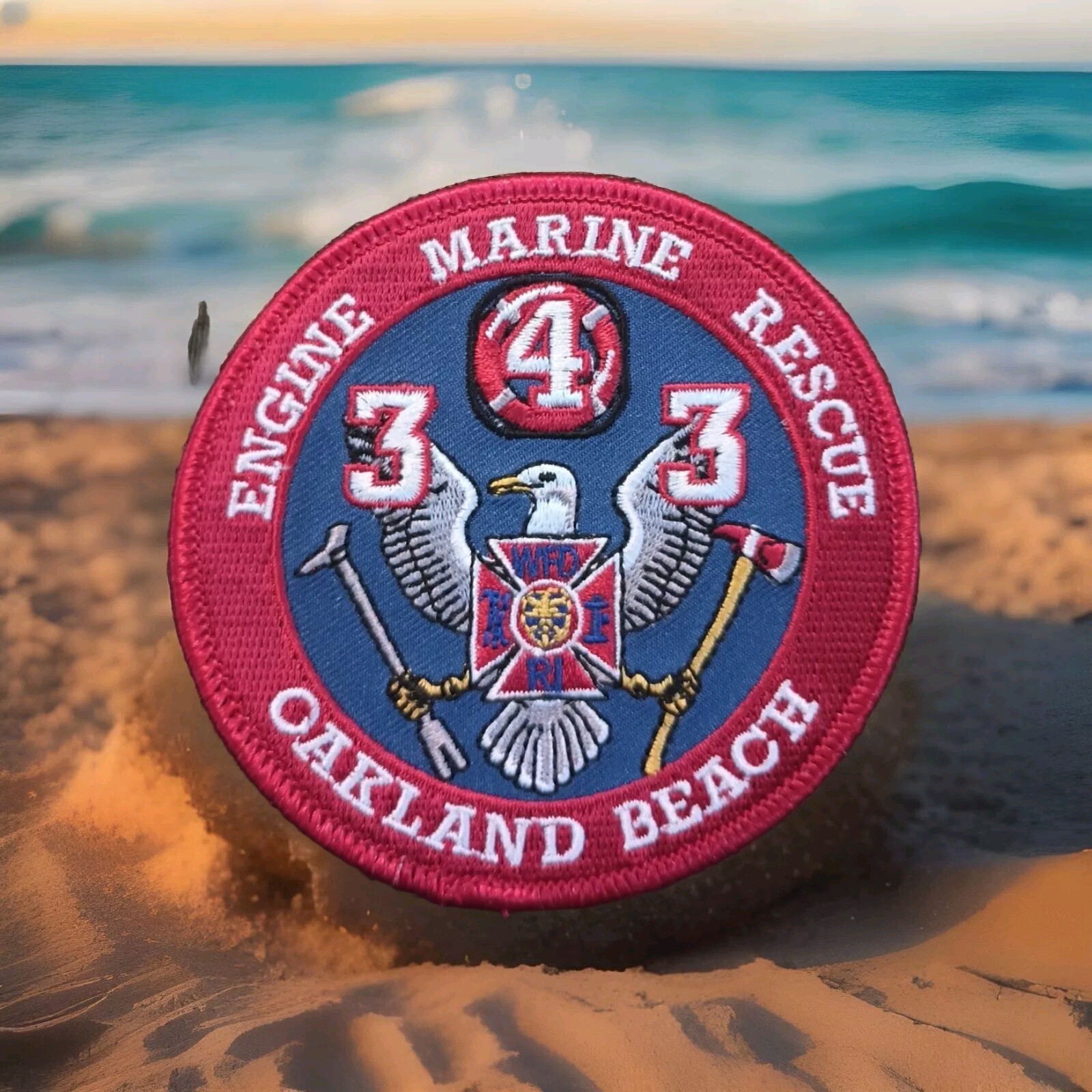 Warwick Fire Department RI Engine Marine Rescue Oakland Beach 3.5" Patch 3 4 3