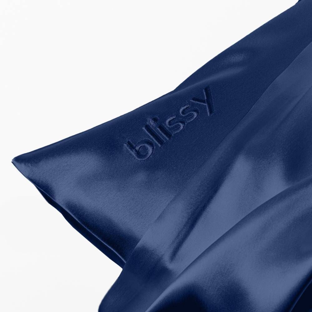 Blissy King 600 Thread Count Silk Pillowcase Navy Blue