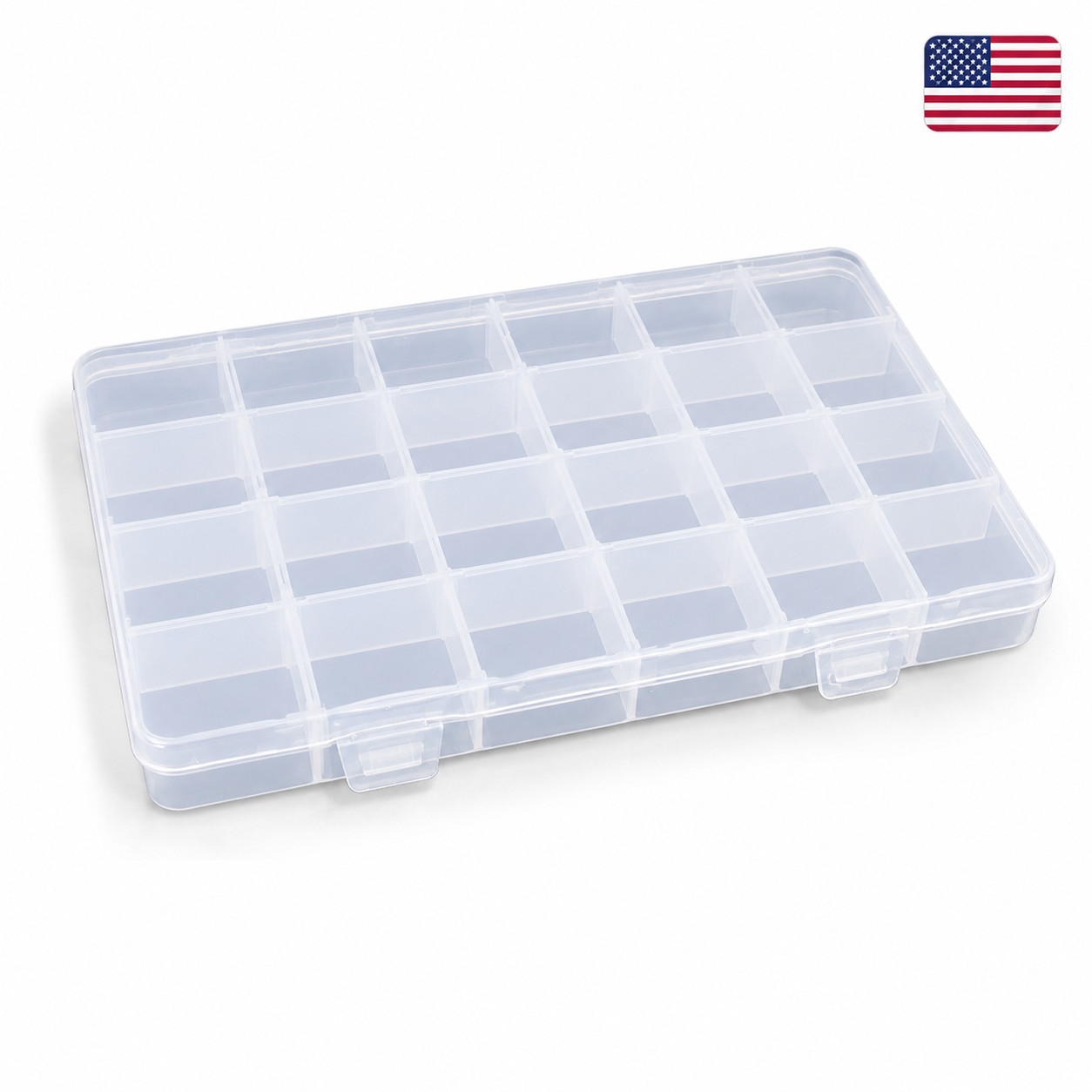 24 Compartments Plastic Box Case Jewelry Bead Storage Container Craft Organizer
