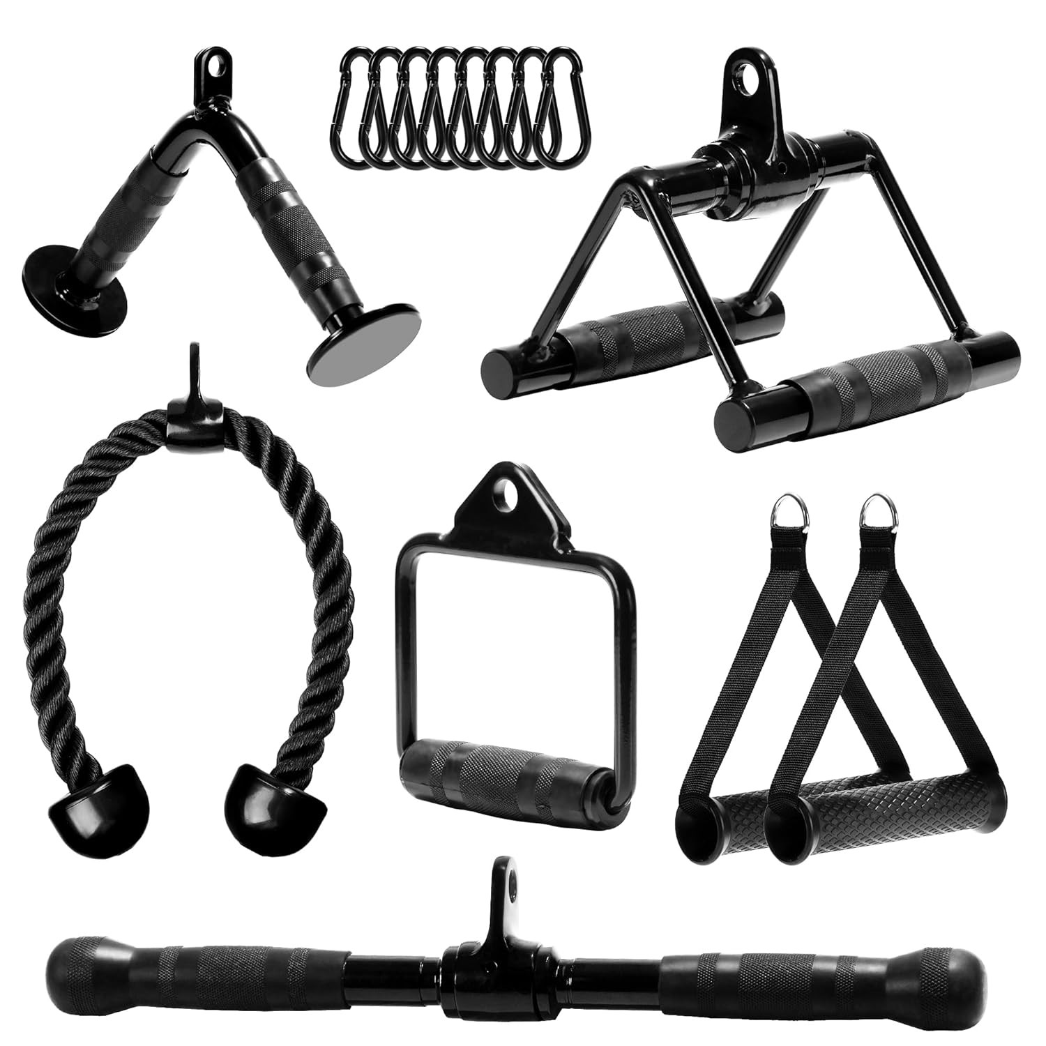 Yes4All Cable Machine Attachment Row Handles Rope Bar V Bar Home Gym Accessories
