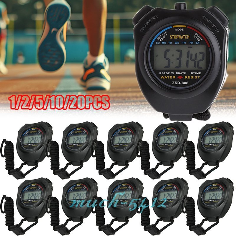 1/2/5/10/20PCS LCD Digital Timer Stop Watch Sports Odometer Waterproof Stopwatch