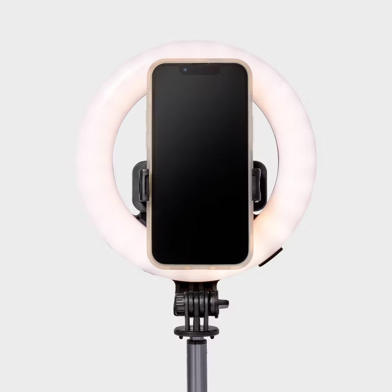 Tripod Selfie Stick with LED Ring Light - heyday - Black