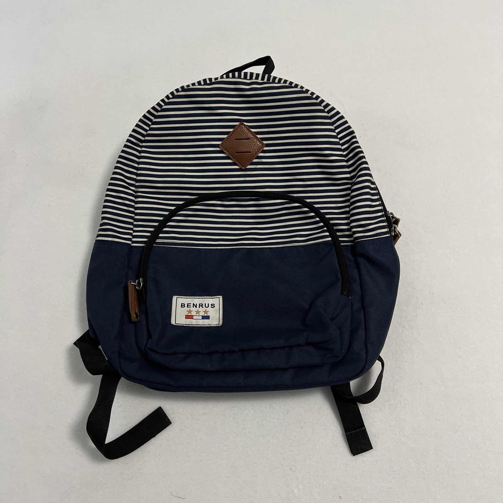 Benrus Blue Striped 17" Backpack Laptop Compartment Adjustable Straps Daypack