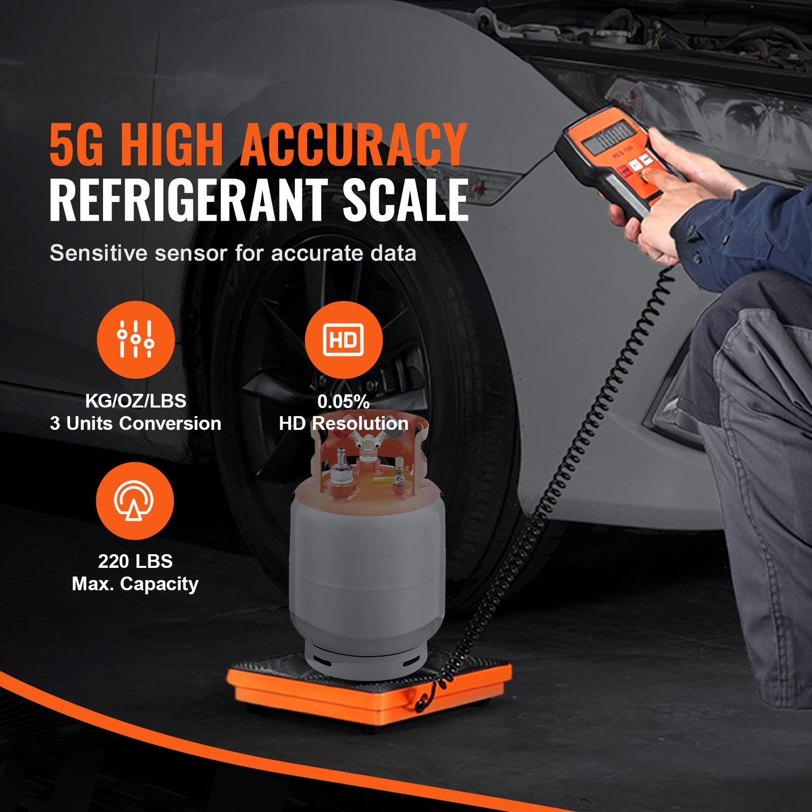 Refrigerant Scale 220 LBS, HVAC Charging/Recovery Freon Scale w/ Wired Remote