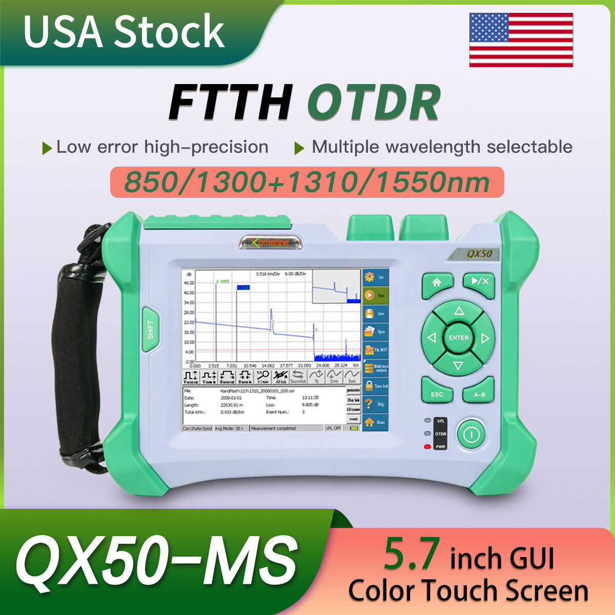 4 Wavelengths QX50 SM MM Singlemode and Multimode OTDR 850/1300nm+1310/1550nm