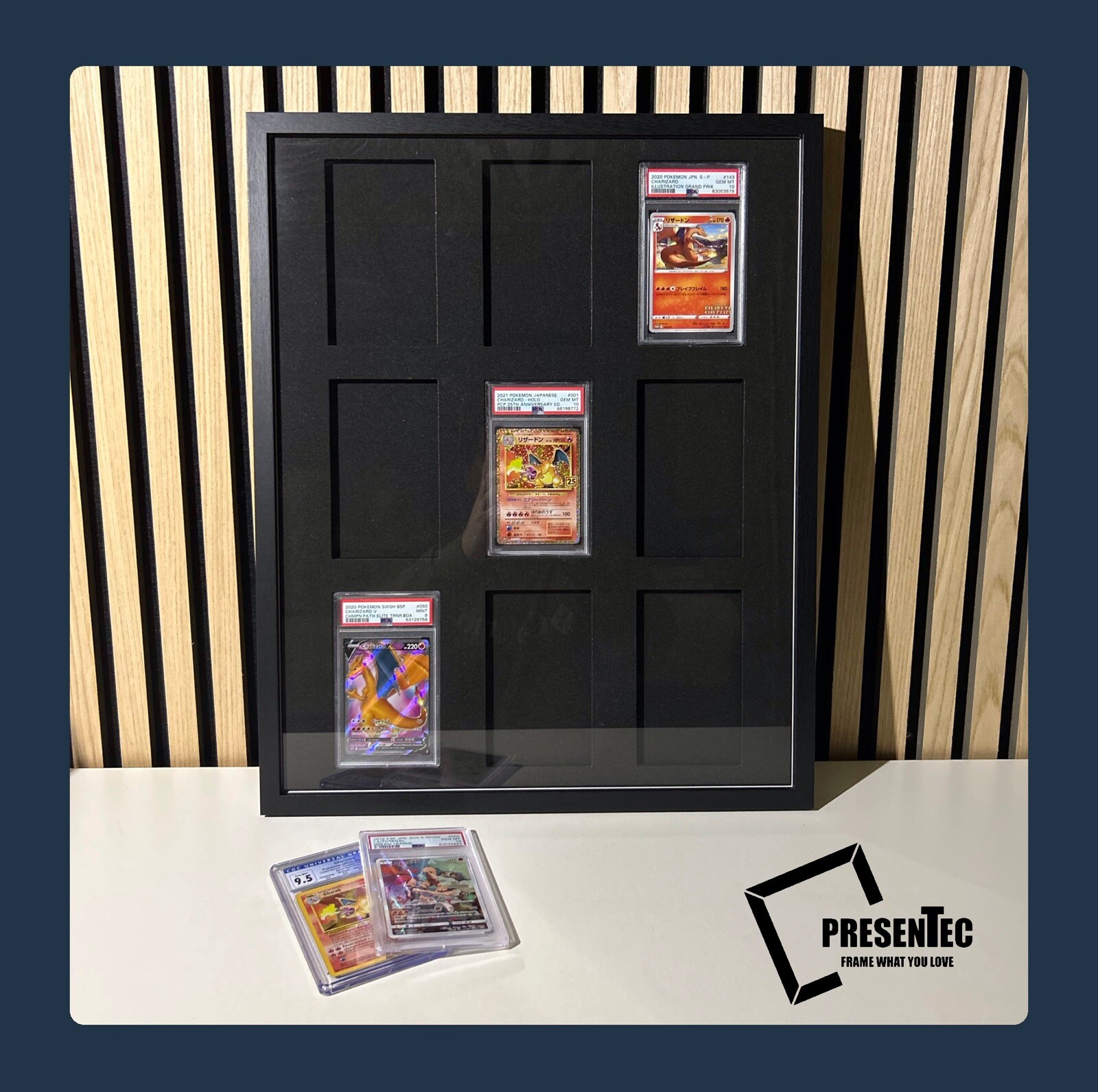 Frame PSA PGS CGC Pokemon Card Case Display Trading Cards Holds 9 Grading Cards