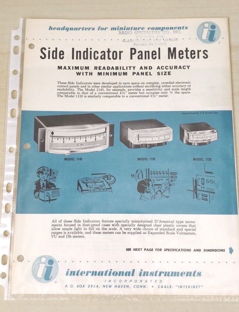 1950s International Instruments ~ Side Indicator Panel Meters ~ MINI Catalog