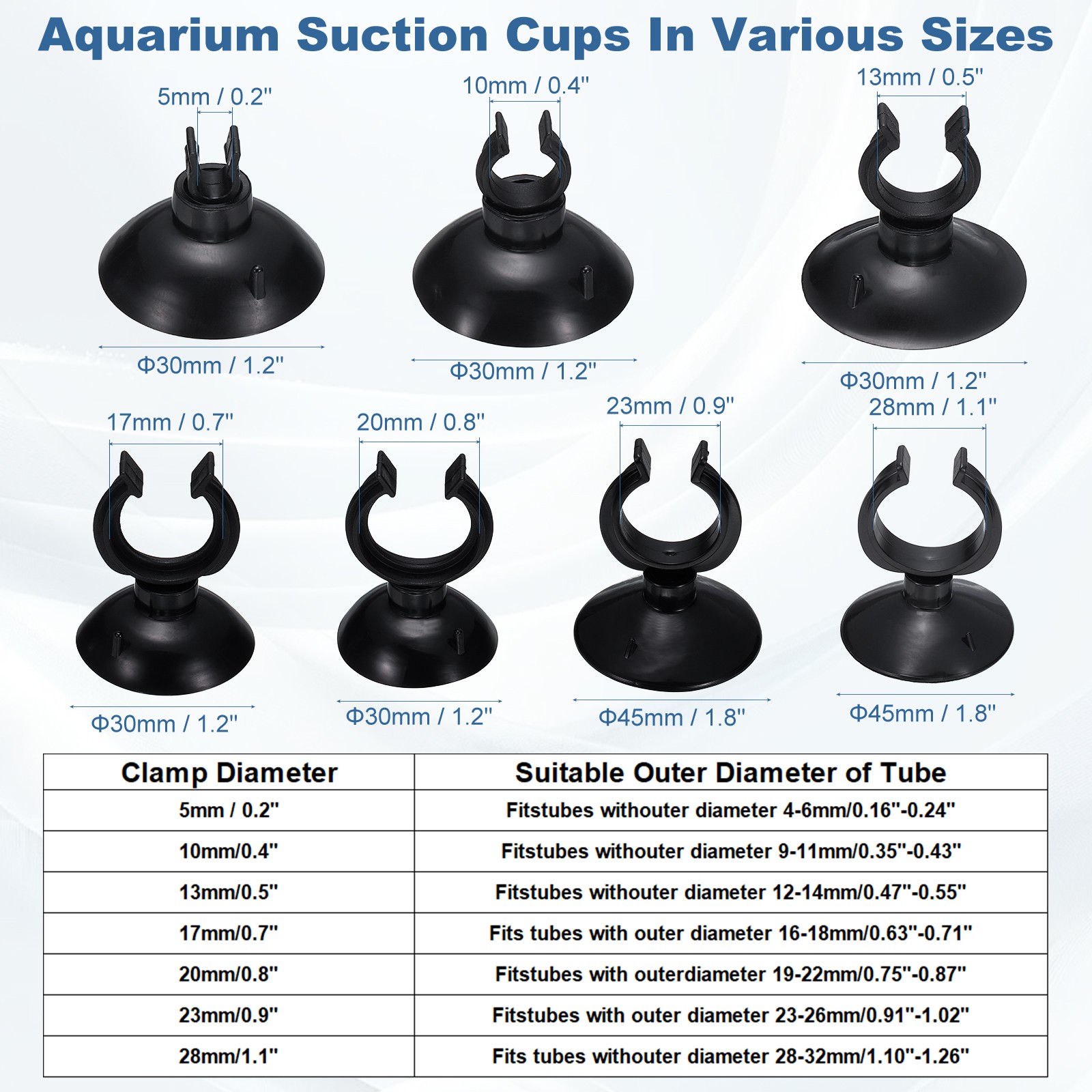 8Pcs Aquarium Suction Cups for 0.2" Fish Tank 5x30MM Clear]