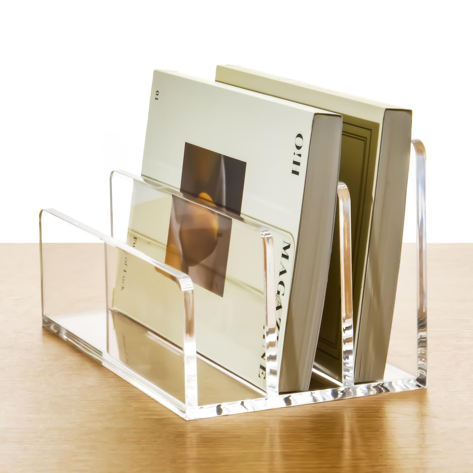 3 Compartments Clear Acrylic Mail Holder – Vertical Letter Sorter & Multifunc...