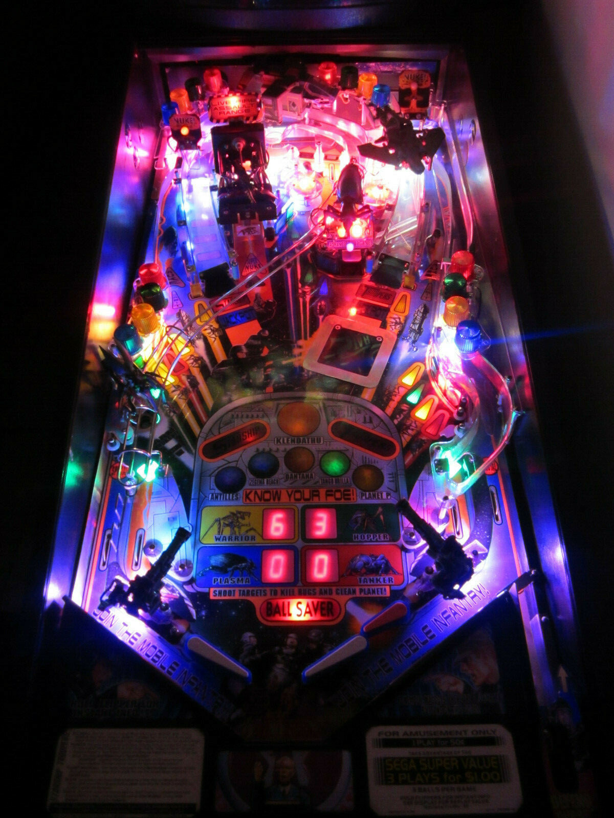 STARSHIP TROOPERS -NON GHOSTING Lighting Kit custom SUPER BRIGHT PINBALL LED KIT