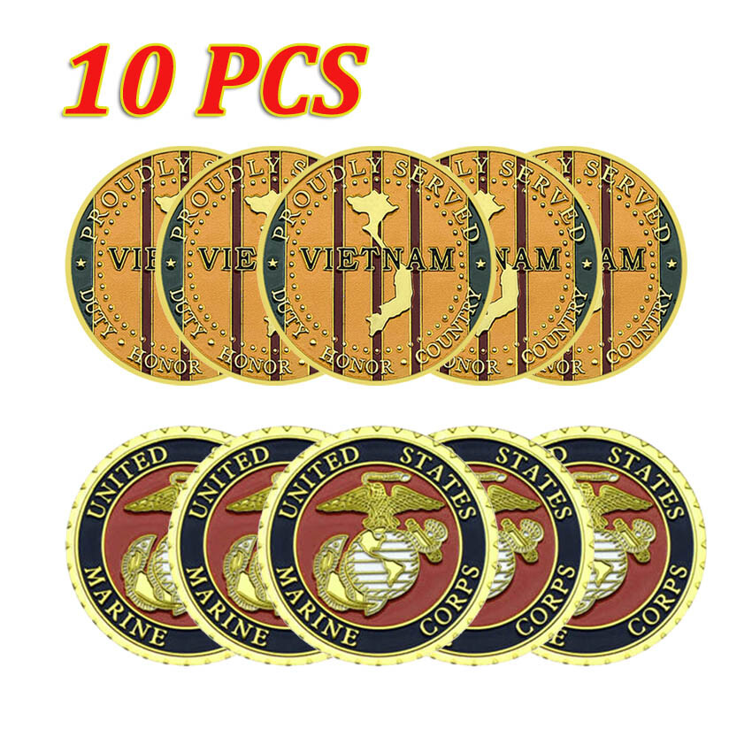 10PCS Vietnam War Collectible US Marine Corps USMC Challenge Coin Military Medal