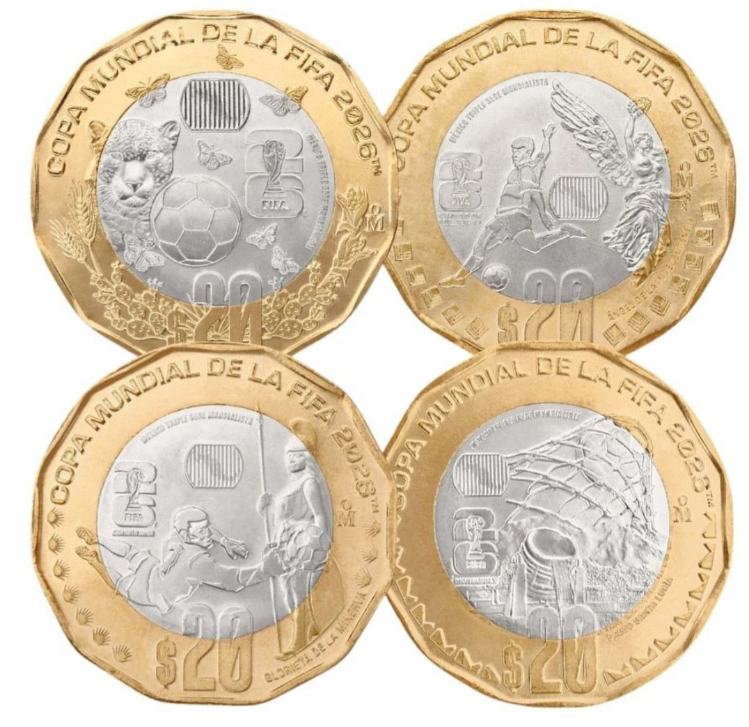 Moneda $20 Pesos Mexico Lot Of 4 Coins FIFA SOCCER WORLD CUP  2026 *hot Item
