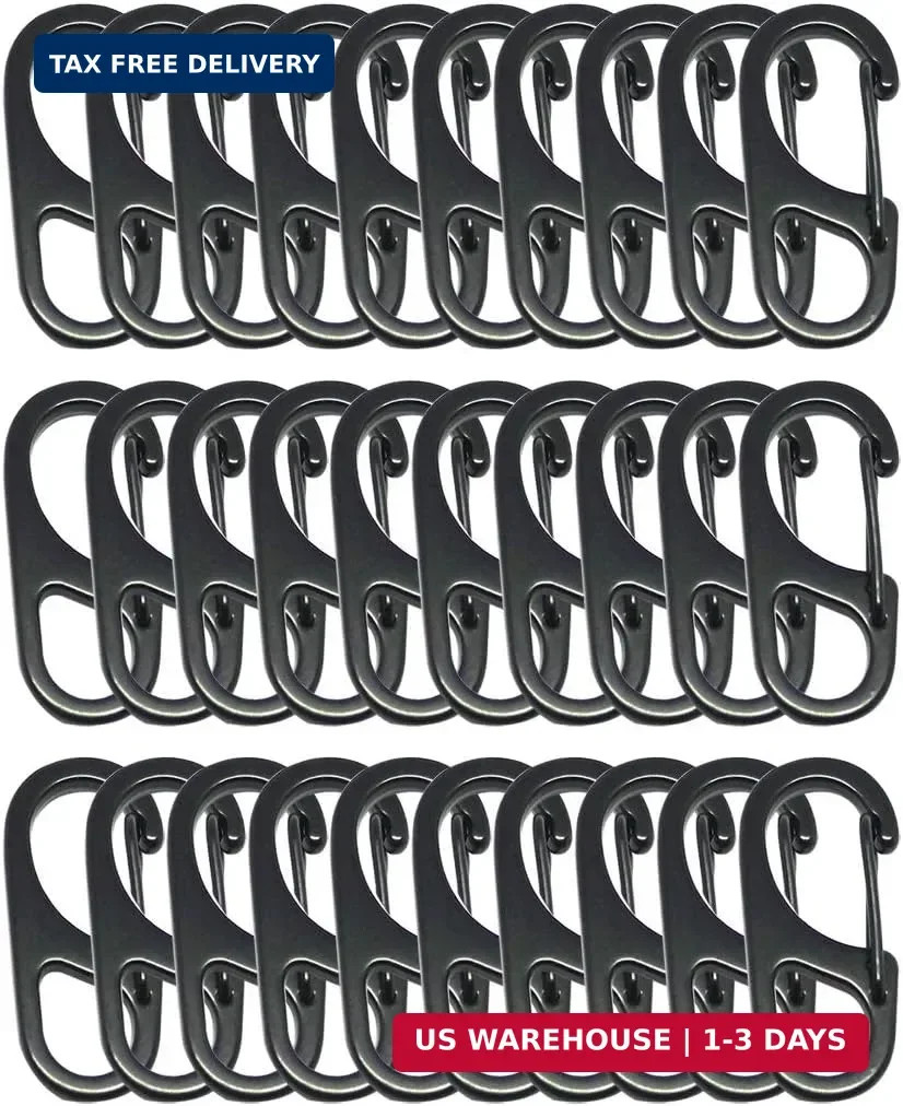 Small Carabiner Clips 1.25 inch/1.85 inch Snap Hooks with Fixed Eye Spring Gate