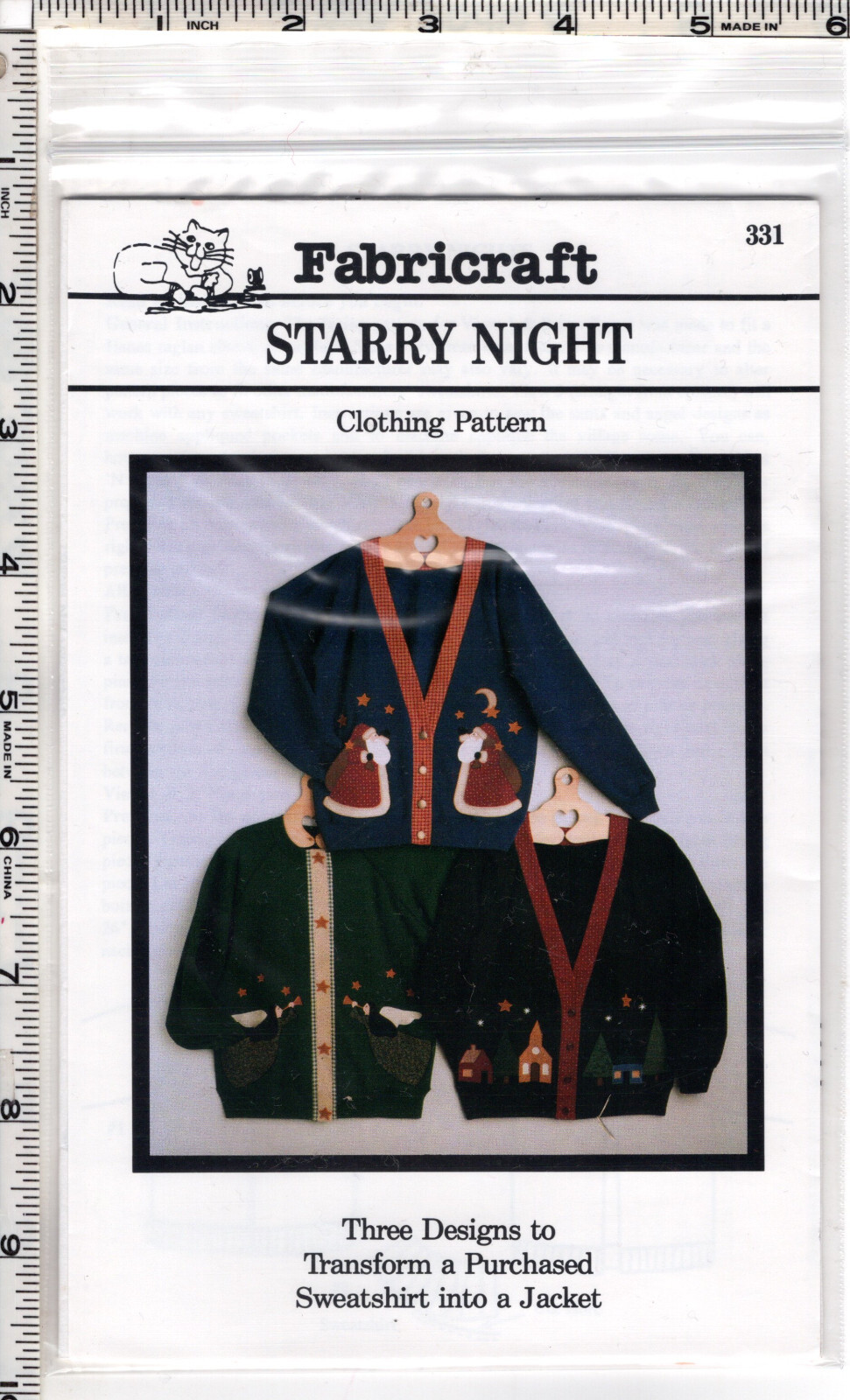 "Starry Night" ©1991 Fabricraft Sewing Appliqué Craft Pattern # 331 UNCUT