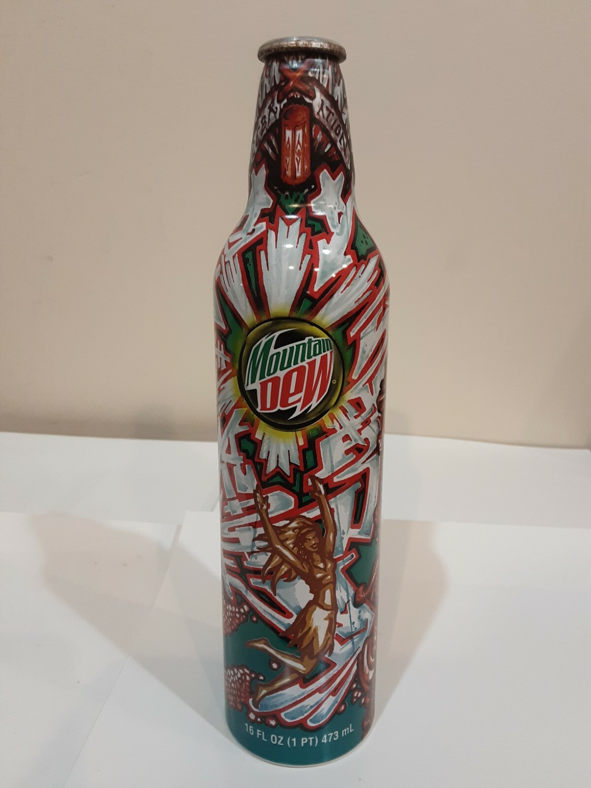 MOUNTAIN DEW GREEN LABEL ART ALUMINUM BOTTLE NO CAP