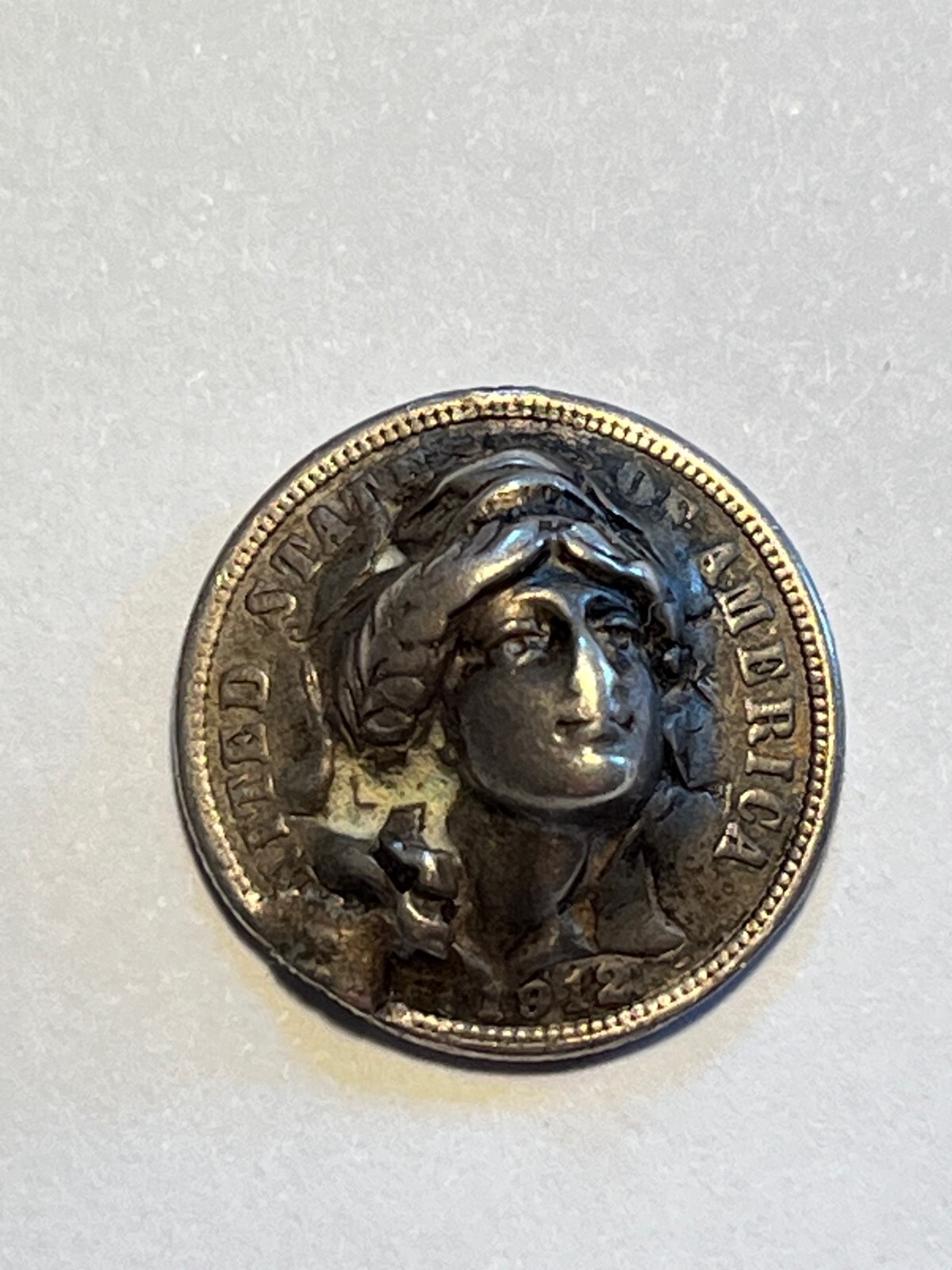 1912 Barber Dime Punch PUSH OUT Repousse 3D Coin