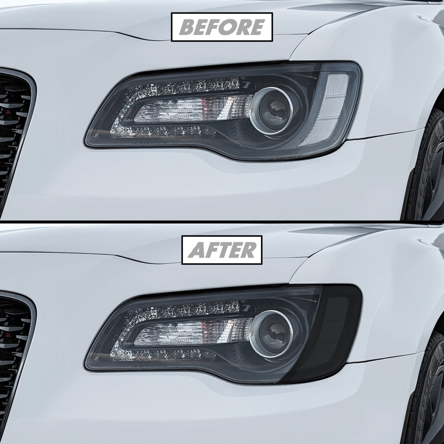 FOR 2011-2023 Chrysler 300 Headlight Side Marker SMOKE Precut Vinyl Tint Overlay