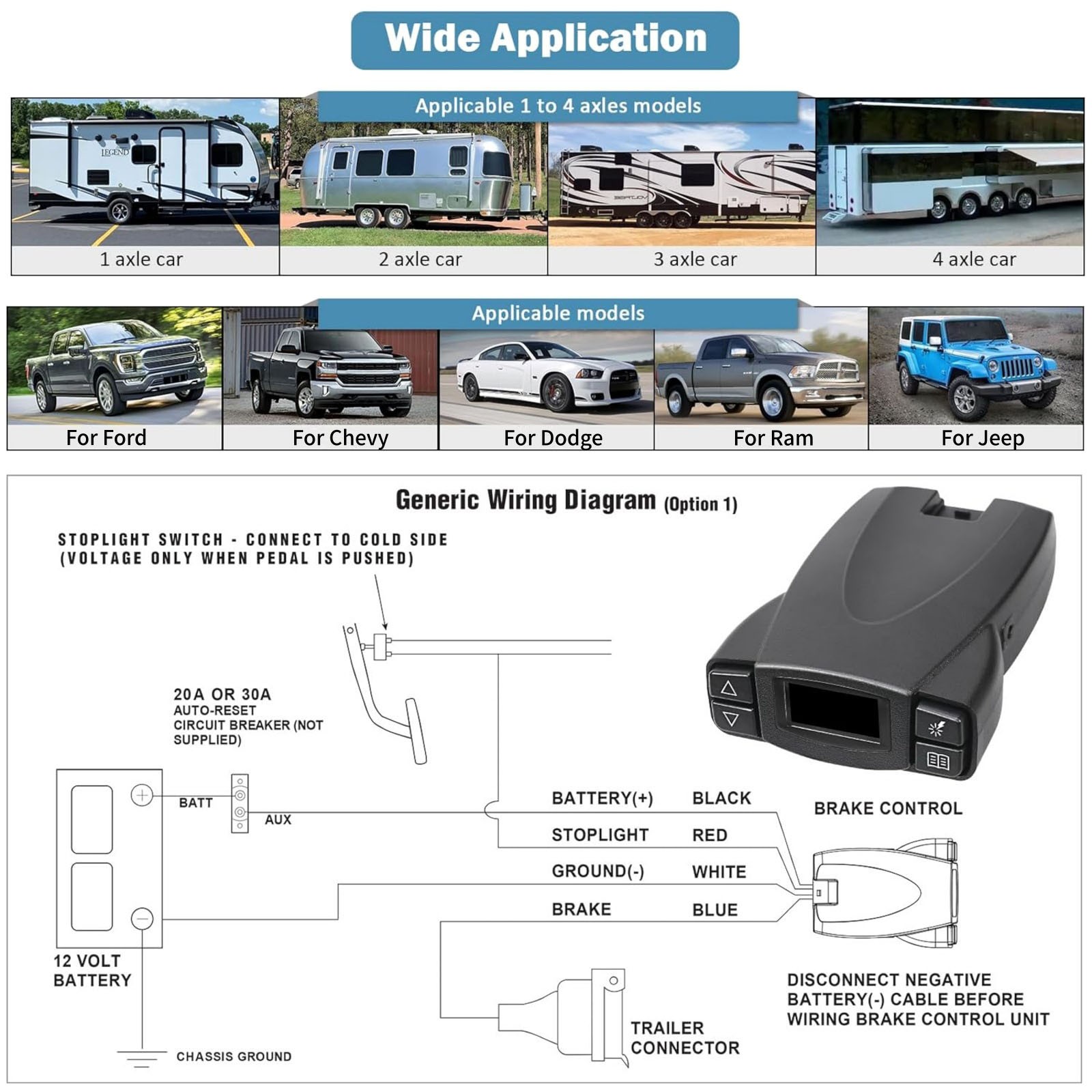Replacement for Jeep Electric Trailer Brake Controller Module Kit 90195 Direct