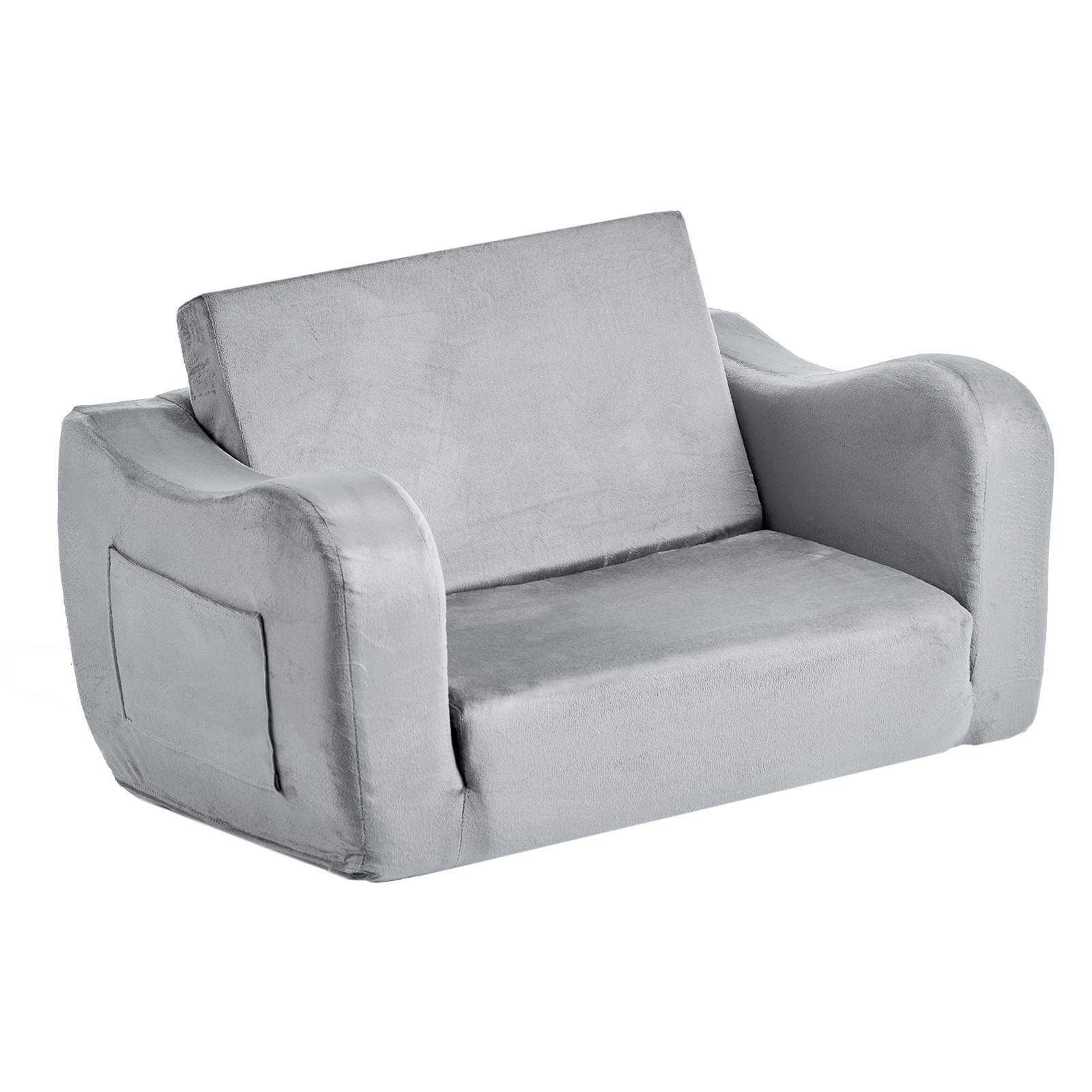 Uimoso 2-in-1 Kids Sofa Convertible Couch with Armrests, Gray Baby Toddler Chair