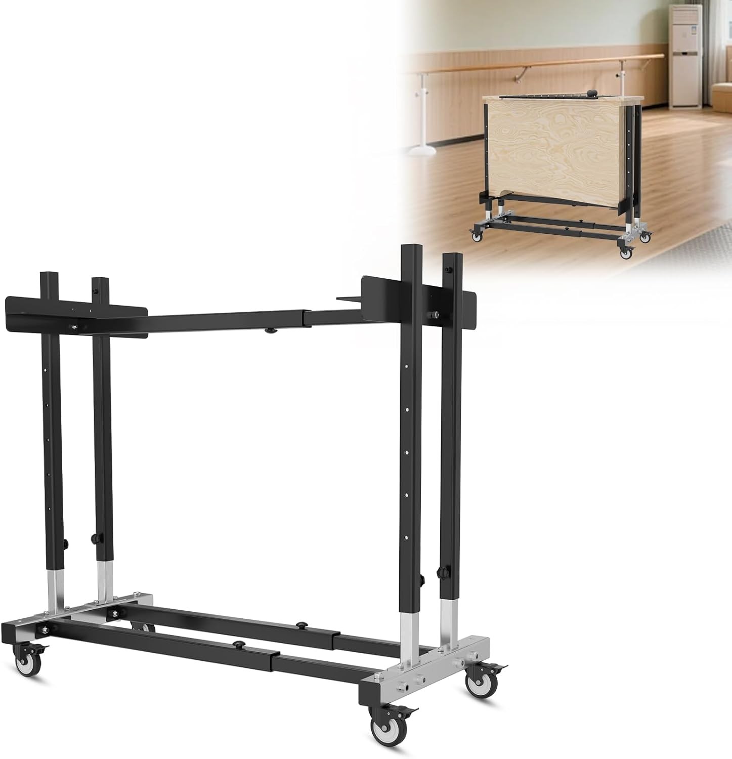 Adjustable Rolling Stand for Orff Instruments, with Locking Caster Wheels