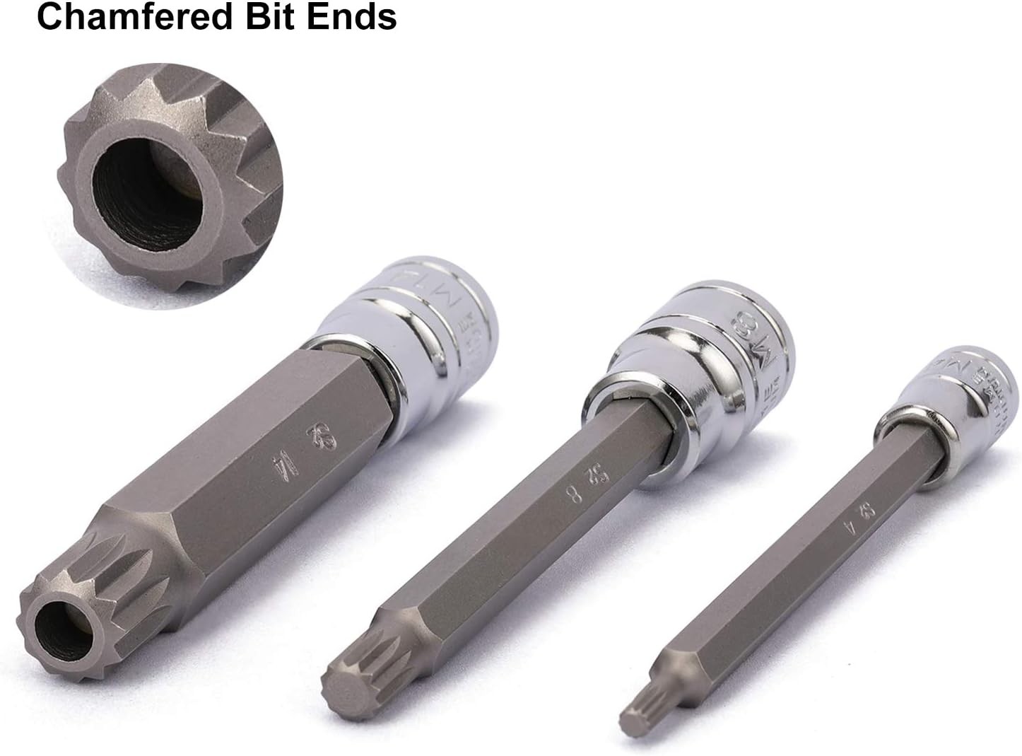 CASOMAN 10 Piece Spline Tip Bit Socket Set, M-Type, S2 and Cr-V One Size