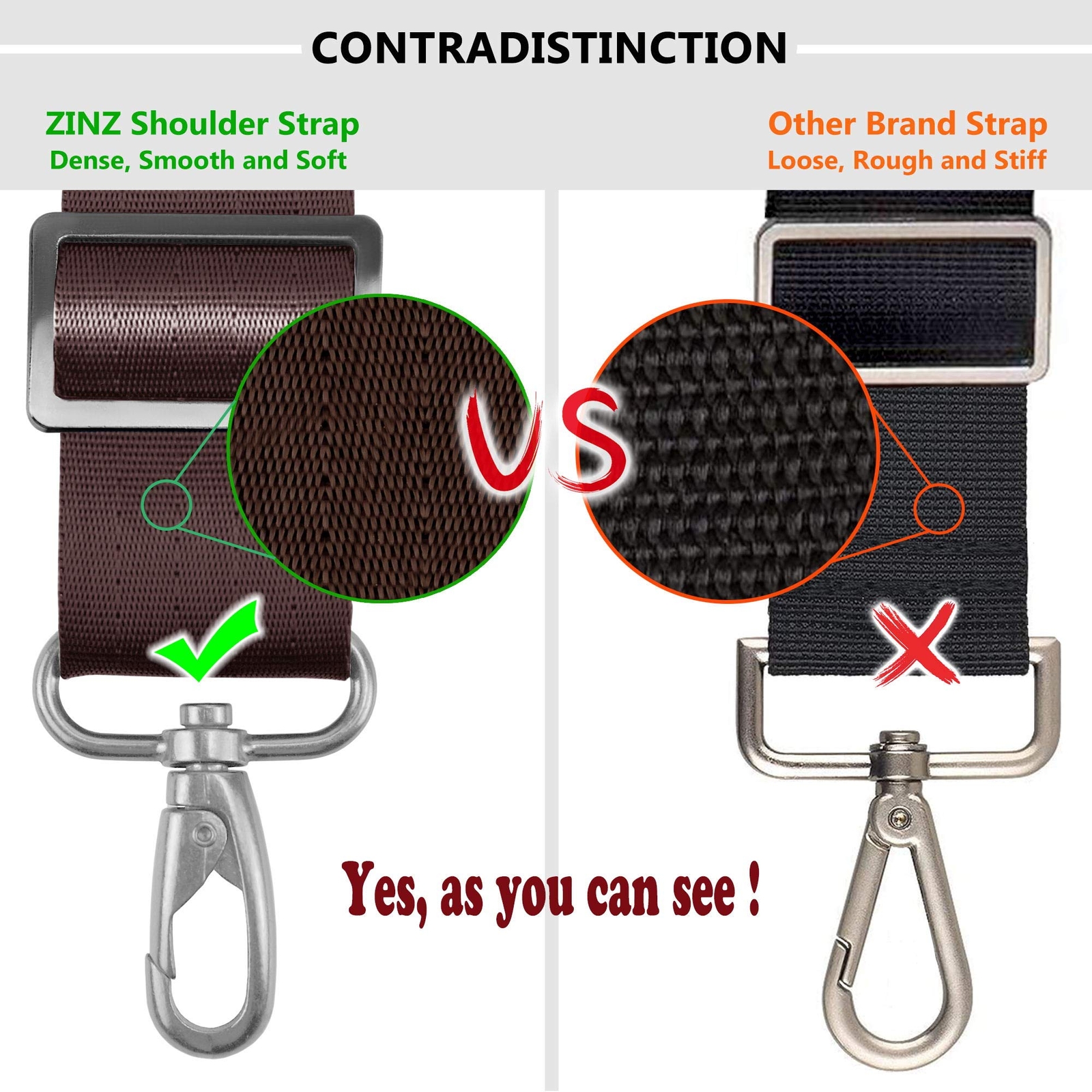 ZINZ Shoulder Strap, 57" Padded Adjustable Shoulder Bag Strap (Brown)