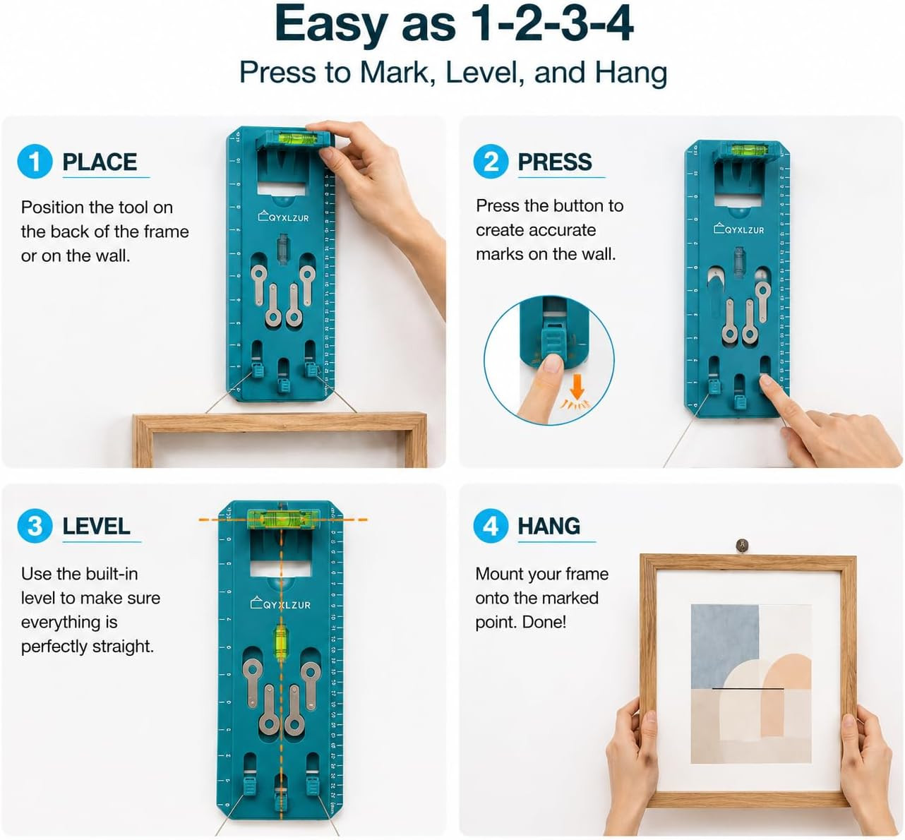 Professional Picture Hanging Tool for Easy One-Person Frame Setup